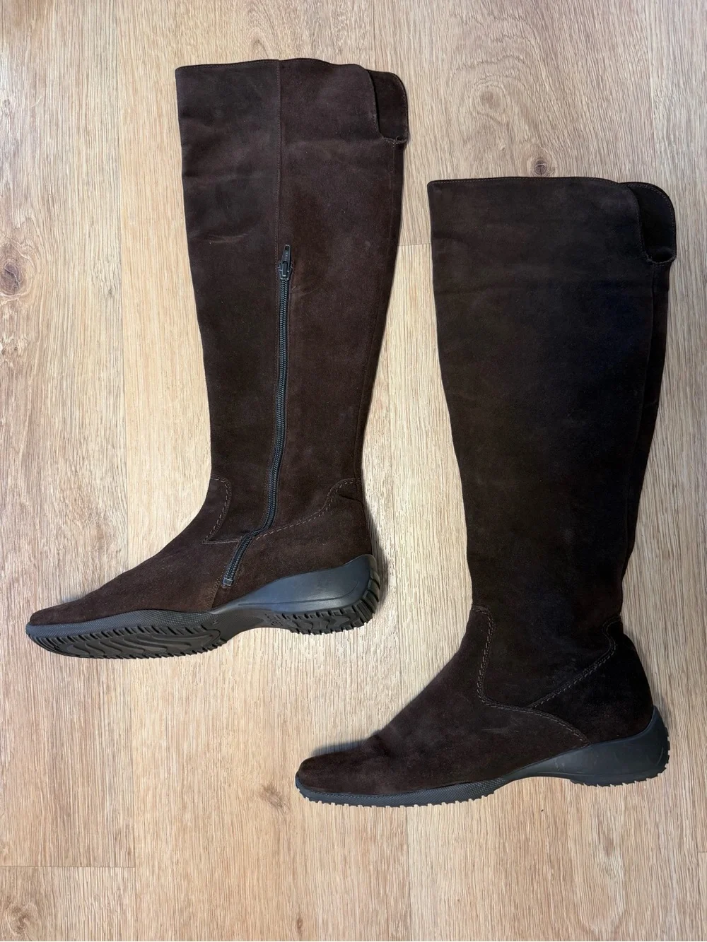 Gabor Women’s Brown Suede Knee-High Boots Riding side Zip size 6 western soft